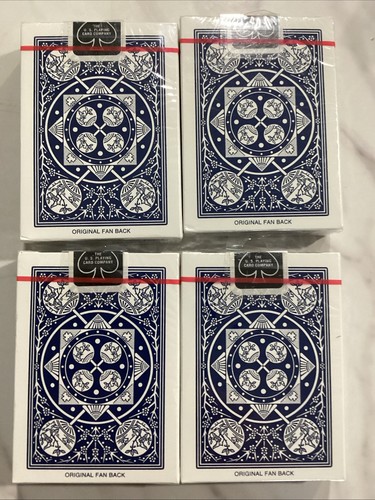 4 Decks TALLY-HO 9 Fan Back Spielkarten Blau Brandneu Sealed - Bild 2 von 2