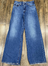 Levi  s Ribcage Wide Leg Jeans Womens 28 High Rise Big E Premium Denim Blue Levis