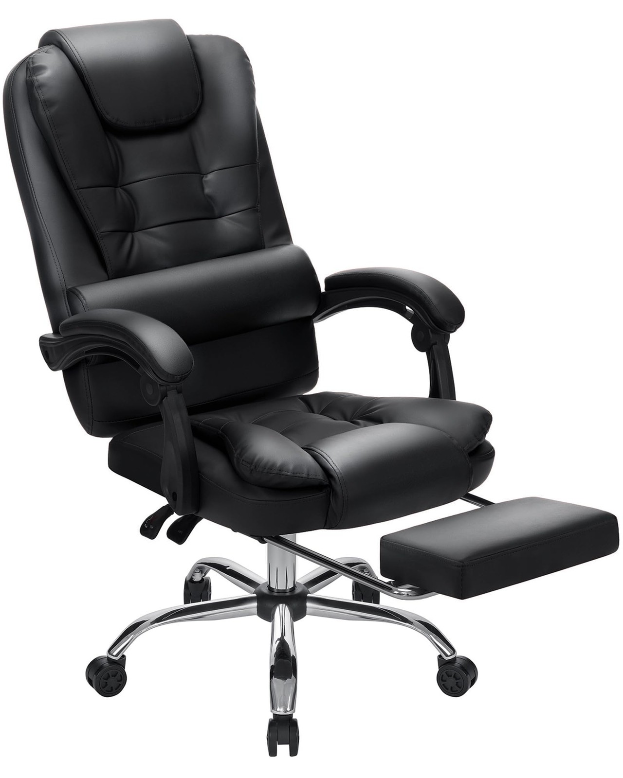 With Footrest Reclining Computer Desk Chairs Soft Leat...