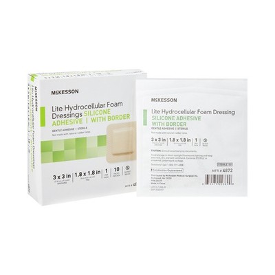 McKesson Lite Thin Foam Dressing 3 x 3'' Square with Border 200 per Case