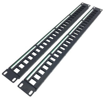 2 PCS 1U 24Port Blank Keystone Patch Panels 19 Inch Rackmount Housings