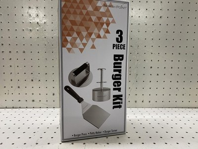 North Point 3 Piece Burger Kit Stainless Steel Burger Press Turner Silver BBQ