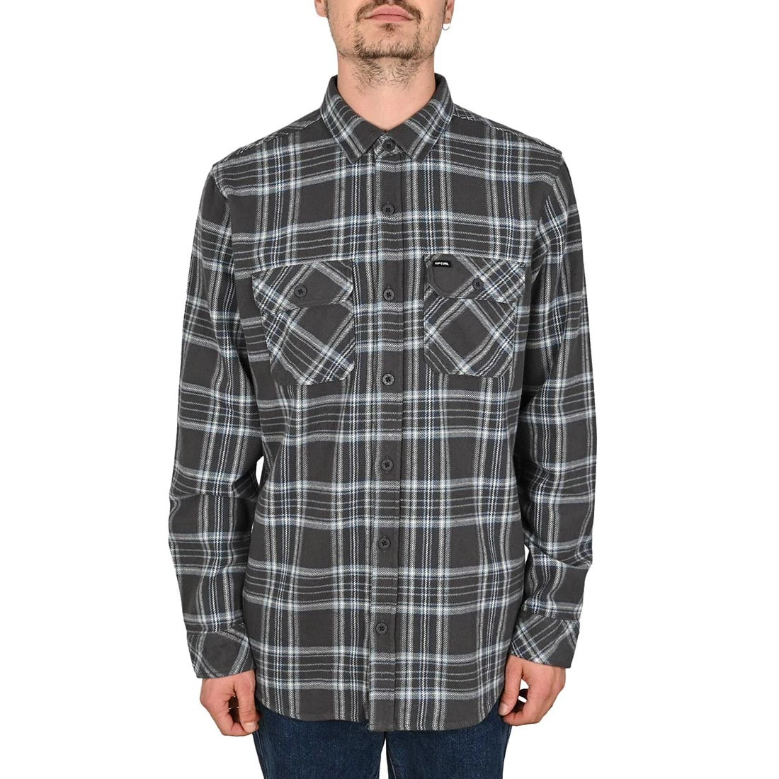 Rip Curl Griffin Camisa de franela de manga larga con botones Negro