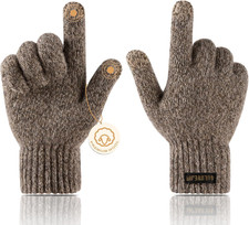 Winter Wool Gloves for Men Warm Knitted Touchscreen Cold Weather Gloves for Runn