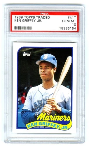 KEN GRIFFEY JR.~1989 TOPPS TRADED PSA-10 GEM-MT GRADED HOT ROOKIE RC CARD #41T