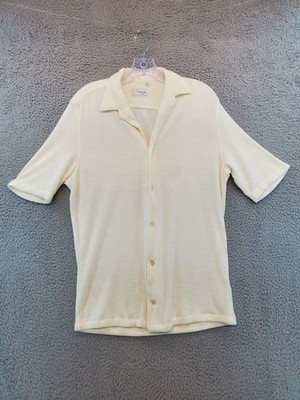 Wolf vs Goat Ivory Terry Cloth Knit Polo Shirt Men s 38 / 15 Made In Italy