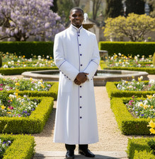Men's White Cotton Clergy Robe Adam Roman Cassock