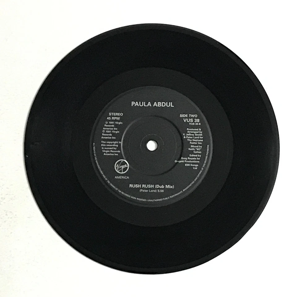 Paula Abdul - Rush Rush 7" Vinyl Record A1/B1 - VUS 38 VG+/EX - Image 4 of 4
