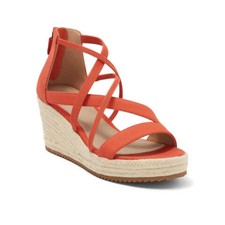 EILEEN FISHER Wanda Nubuck Zip Back Espadrilles Orange Size 6.5