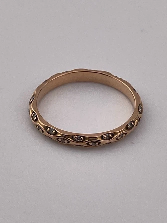 14K ROSE GOLD DIAMOND PAVE 2.4MM BAND RING SIZE 7.5 WEDDING PROMISE 1501 - Image 4 of 4