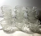 💚12 Vintage Anchor Hocking Tea Coffee or Punch Glass Cup Wexford Diamond Design