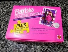 Box 1991 Barbie Trading Cards Mattel 10 Cards + 8 Puzzle Pcs/Pack- 24 Packs/ Box