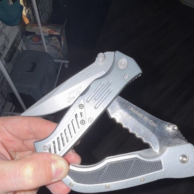 Frost Cutlery Marine Re-Con Dual Blade Pocketknife Aluminum Handle Silver