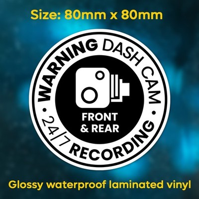 Dash Cam Aufnahme Aufkleber Warnaufkleber, CCTV Videokamera Schild LAMINIERTES Vinyl