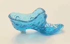 Fenton Art Glass Shoe ~ Electric Blue ~ Hand Painted Flowers - Signed ~ Vintage
