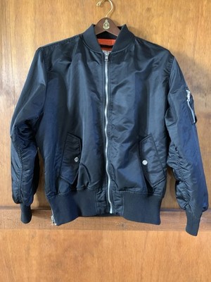 SMOKE RISE Men s Black Bomber Jacket Extra Tough Pilot Style Coat Satin Look