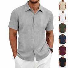 Men's Summer Shirt Casual Slim Shirts Short Sleeve Button Down Tops Blouse.