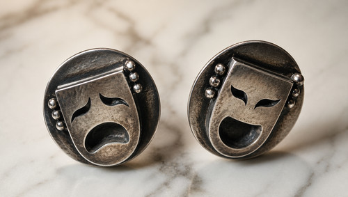 Christoffersen Designed International Sterling Cufflinks - Comedy/Tragedy Motif