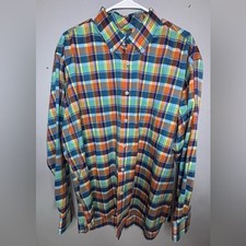 Forsyth Of Canada Dress Shirt Mens XL Multicolor Plaid Non Iron Button