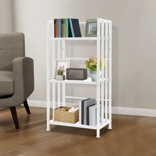 3-Tier Open Shelf Bookcase, White Iron Display Rack for Home Organization