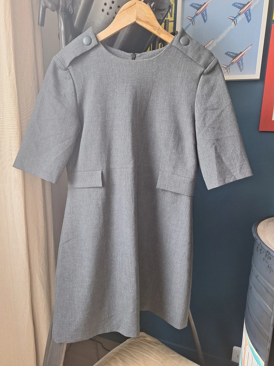 Robe Fourreau Courte Zara Noire, Molleton, Inscription, Taille S (36/38)