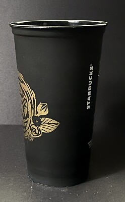2021 Starbucks Fall Black & Gold Rose Reusable Cup - No Lid | eBay