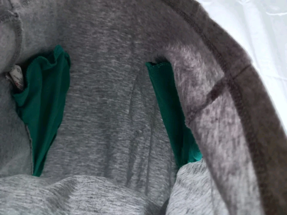 Mini Boden Niñas 2-3Y Vestido Tejido Gris Jaspeado Turquesa Ribete Puños Bolsillos Suave Foto 4 de 4