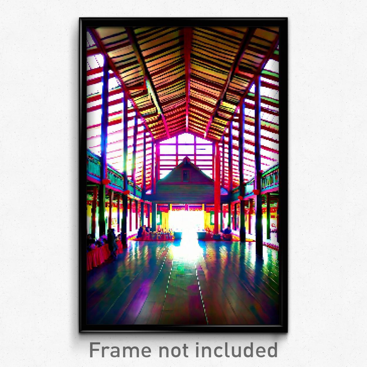 8 Bit Psychedelic Longhouse Pixel Art Trippy Video Game Poster