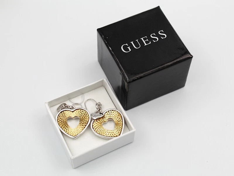 Orecchini Pendenti Guess Donna Argento Ciondolo Cuore Placcatura Oro Promozione - Immagine 4 di 4