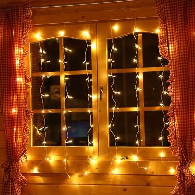 80 LED Lichtervorhang 1,3m Lichterkette LED-Vorhang Fenster Deko  Weihnachten | eBay