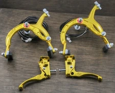 Gold Old School BMX Bike MX BRAKE CALIPER, CABLE & LEVER Vintage Cruiser Bicycle