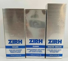 Boxed Set LOT of 3 Zirh - Mild Face Wash, Clean, Aloe Vera Shave Cream - NEW