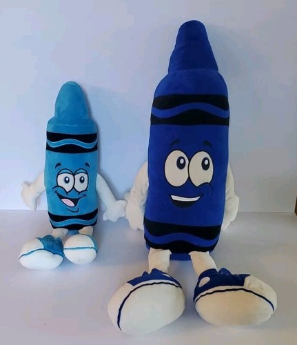 Crayola Experience Lot Of 2 Blue Crayon Plush 28" Denim 18" Cerulean 2018
