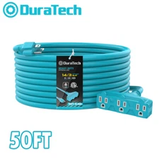 DuraTech 50ft Extension Cord 14/3 SJTW 15 A 3 Prong Heavy Duty Power Strip Cords