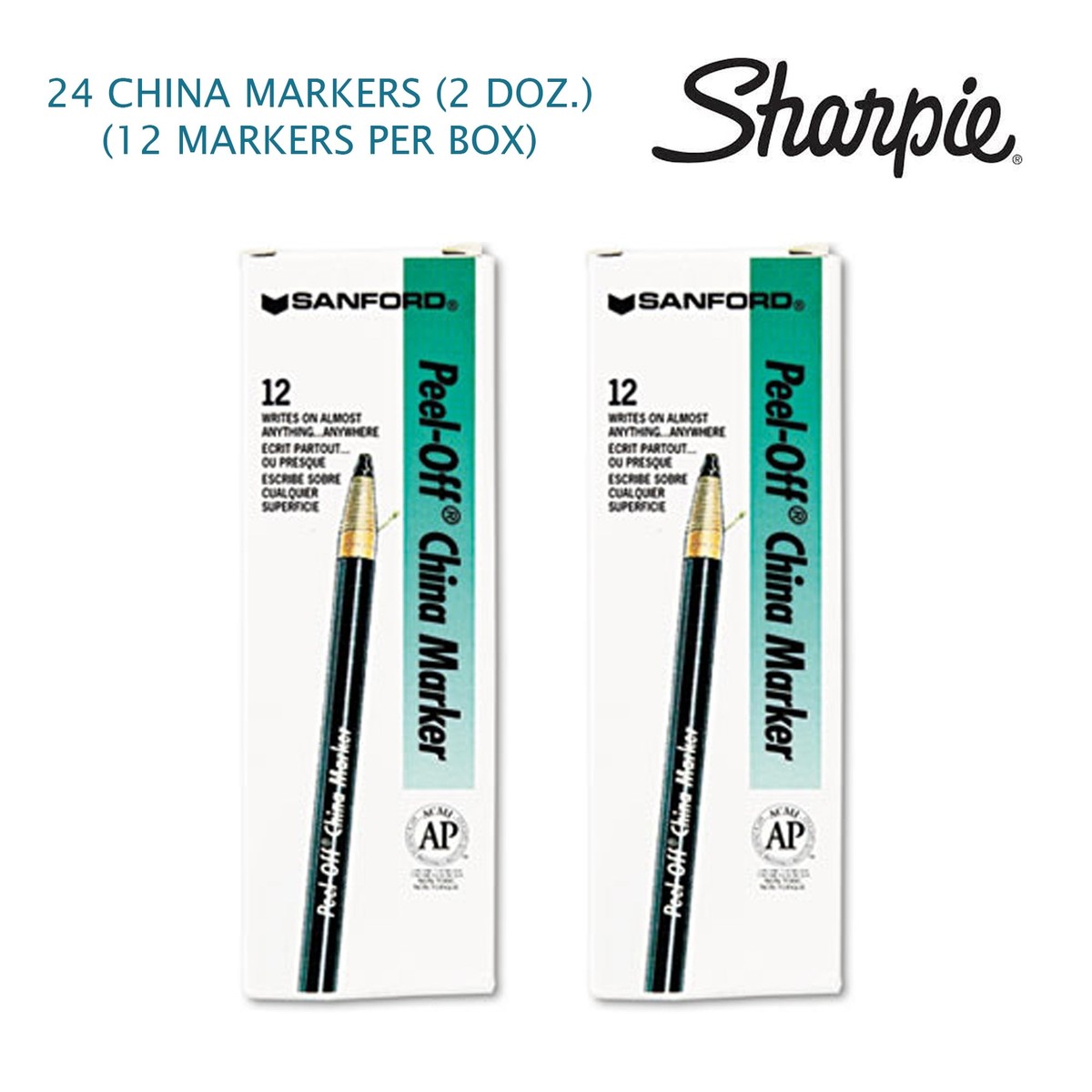 Sharpie Peel-Off China Markers, Rood, Dozijn