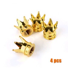 4PCS Gold Crown Car Wheel Tyre Tire Rim Air Stem Valve Caps Dust Cover Accessory