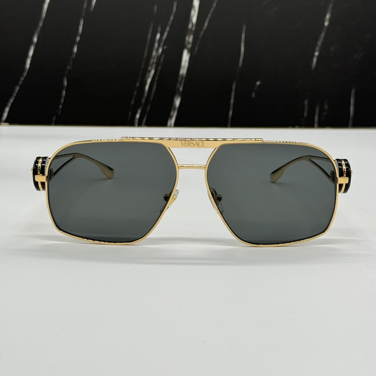 NEW VE2269 1002/87 VERSACE GOLD MOD 2269 1002/87 UNISEX SUNGLASSES VE2269 100287 NEW VERSACE MOD 2269 1002/87 GOLD GREY VE2269 100287  main image 3