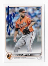 2022 TOPPS #552 JORGE LOPEZ ORIOLES NATIONALS AUTOGRAPHED SIGNED BASEBALL CARD