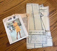 Simplicity Shirt Dress Sewing Pattern Sz 12 Bust 34 Inch Jiffy 6962 VTG MOD CUT