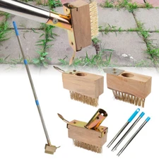 Crack Weeder Grout Cleaner Brush Paving Weeding Crevice Tool Scrub w/Handle AE