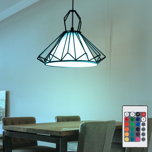 HäNgeleuchte Pendelleuchte Esszimmerlampe Rgb Led Fernbedienung Dimmbar Textil-image