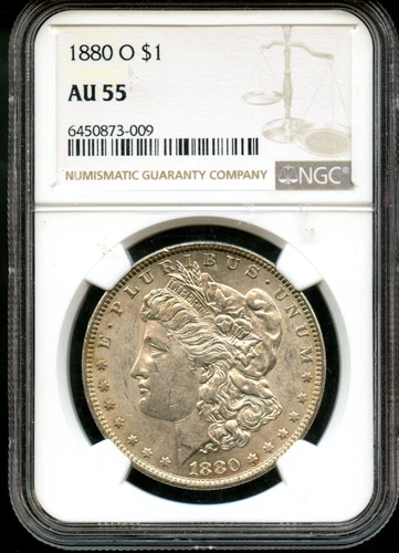 1880-O $1 Morgan Silver Dollar, NGC AU 55
