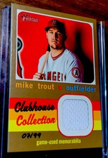 Mike Trout 2020 Topps Heritage Clubhouse Collection GOLD Relic #d / 99 # CCR-MT
