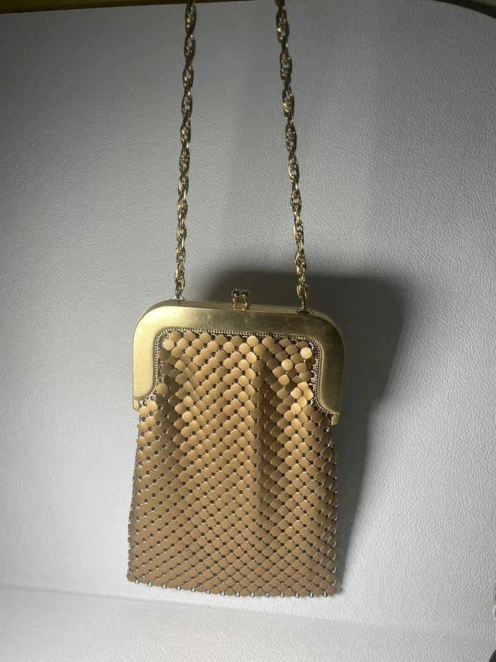 Whiting и Davis матовый золотой тон сетки сумка вечер сумочка #2816 красный ковер США - Изображение 2 из 4