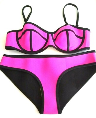 pink and black bikini