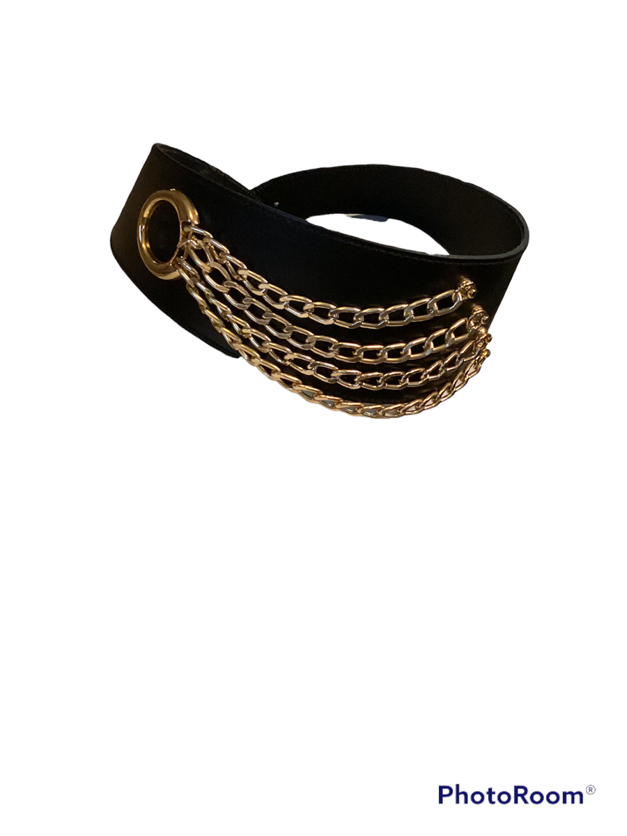 The Limited Black Leather & Gold Chain Waist Belt | eBay display picture 1