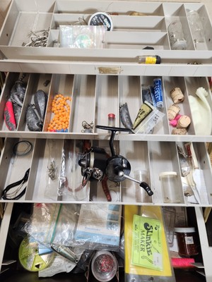 Vintage Plano Tackle Box 7530 Fishing Gear Garcia Michall 304 Reel Lures  Weights