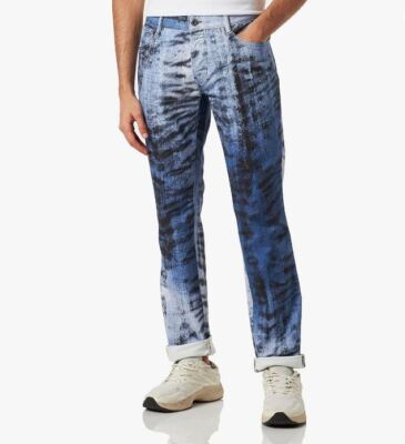 Just Cavalli Herren Jeans Archive Print Slim Fit Mid Rise, Made in Italy UVP 698£