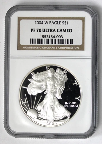2004 W Silver Eagle NGC PF 70 Ultra Cameo Brown Label !!