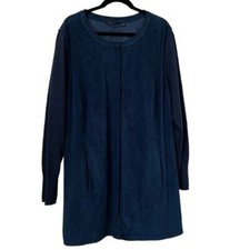 H by Halston Blue oversized Faux Suede Jacket